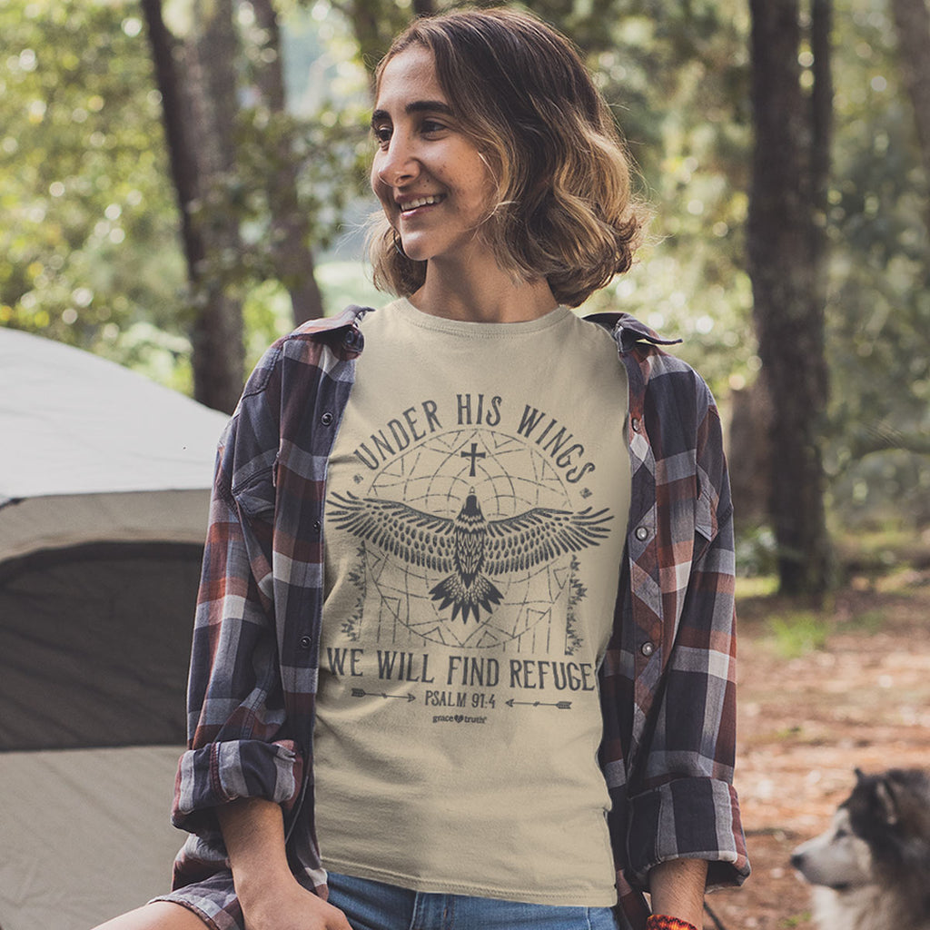 grace & truth Womens T-Shirt Refuge Under His Wings Hoodie, Sweatshirt | CiraTrend.com (Image 4)