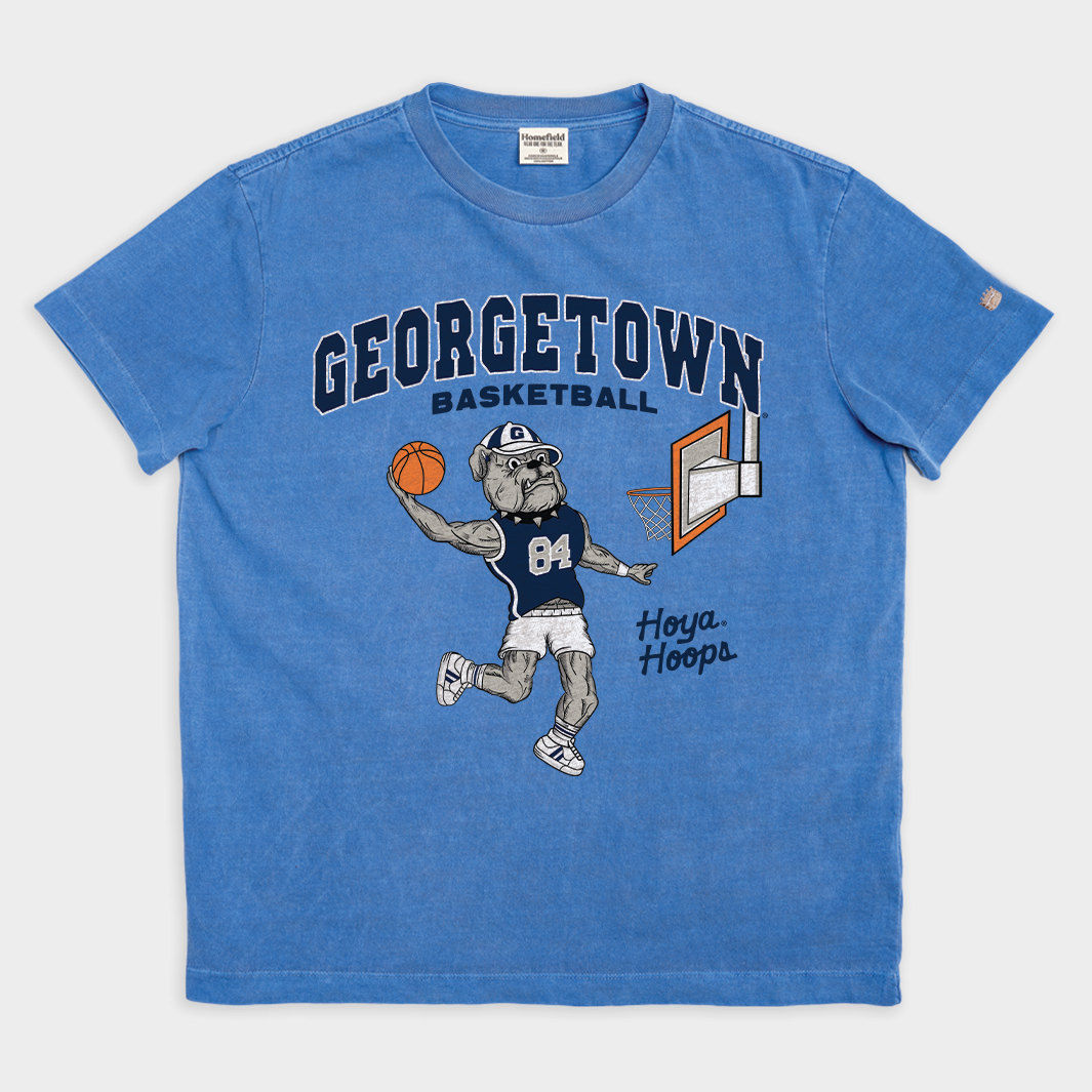 Dunking Bulldog Georgetown Basketball Vintage Heavyweight Tee Style001