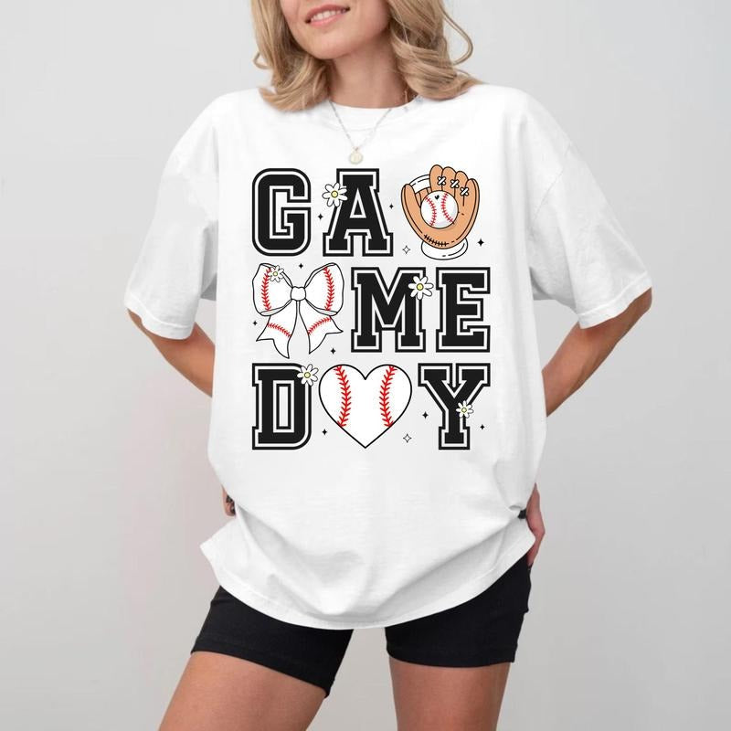 Game Day Baseball Letter Print Crewneck, Unisex Cotton T-shirt Hoodie, Sweatshirt | CiraTrend.com