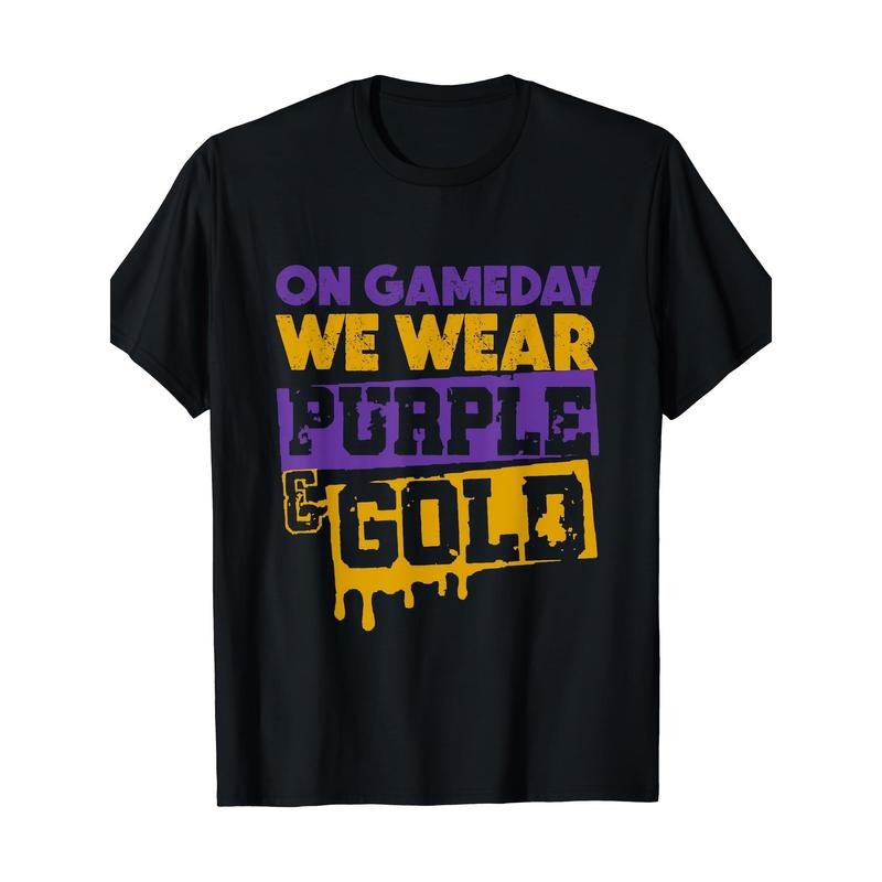 Gameday Football Purple & Gold Leopard T-Shirt Made in USA Hoodie, Sweatshirt | CiraTrend.com