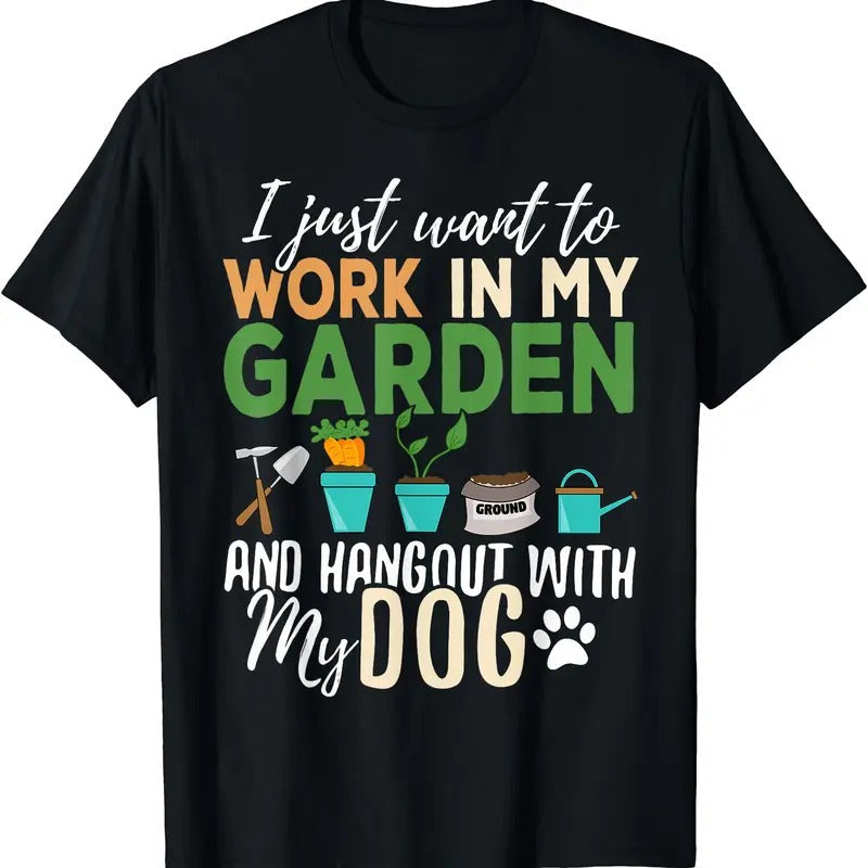 Gardening T-Shirt Dog Lover Gardener Garden Pet Gift Plants T-Shirt Hoodie, Sweatshirt | CiraTrend.com