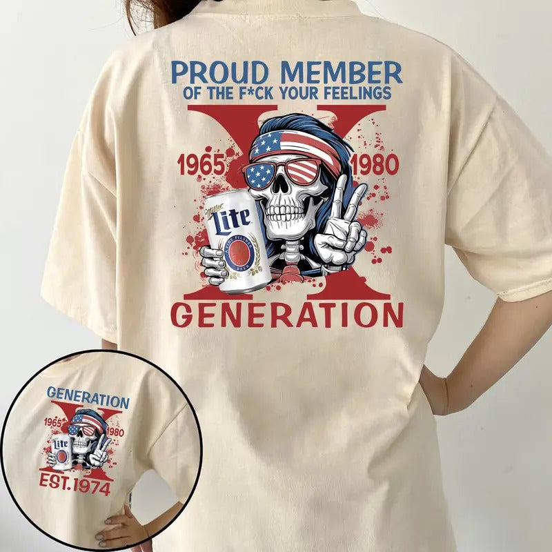 Gen X Custom Year of Birth Shirt - 100% Cotton Unisex Top with Comfort Collar, Printed Design, Flat Fit Full Sizes, For Men, For Women