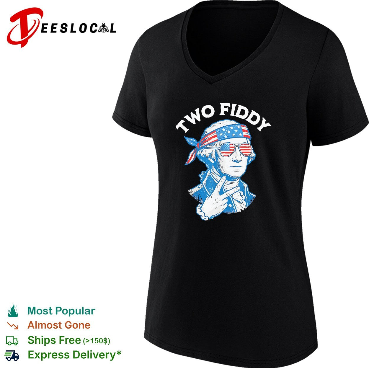 George Washington smoking Two Fiddy black background shirt