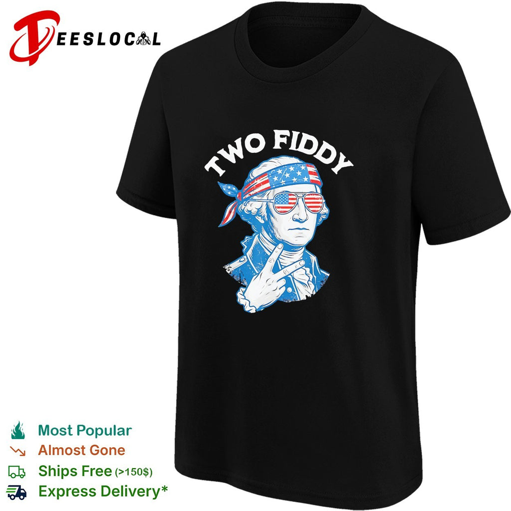 George Washington smoking Two Fiddy black background shirt
