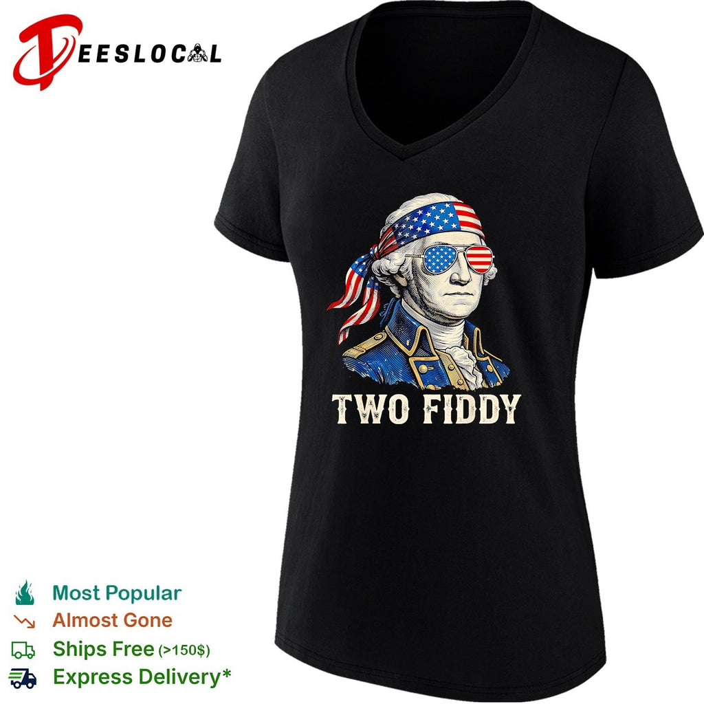 George Washington wearing flag bandana Two Fiddy shirt