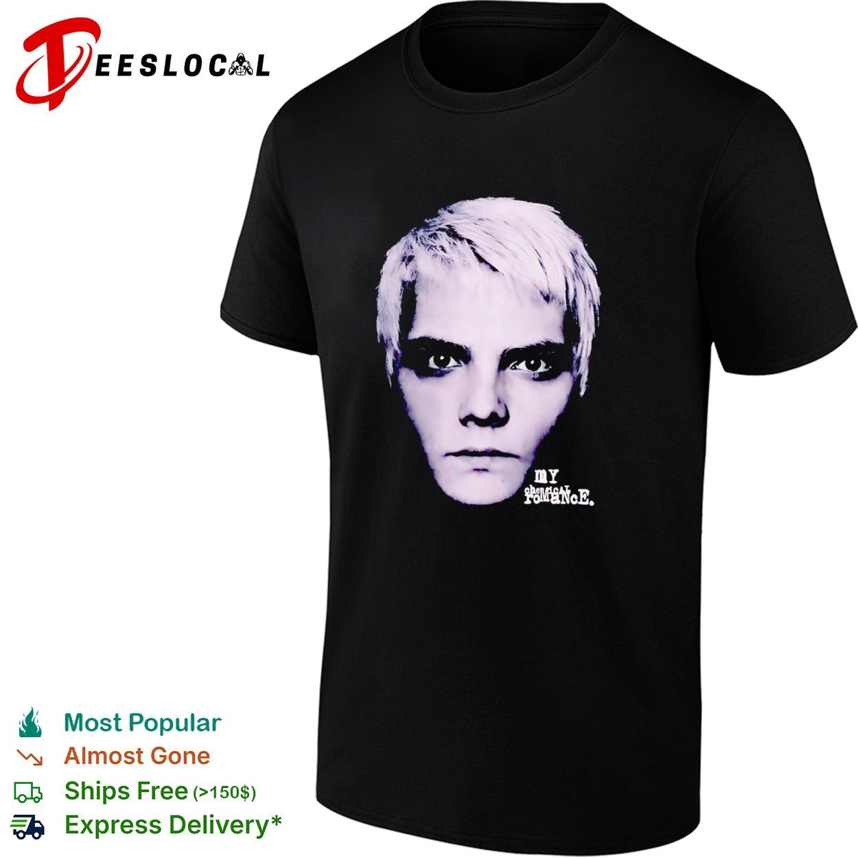 Gerard Way My Chemical Romance Portrait Face Alternative Rock Music Band shirt