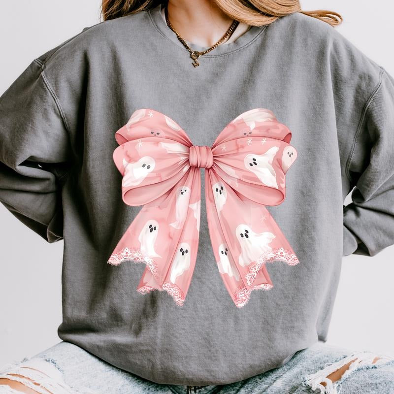Ghost Bow Sweatshirt - Unisex Relaxed Fit Printed in USA Casual Comfort Cotton Top Athletic Boho Chic All Seasons...