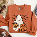 Ghost Halloween Sweatshirt, Womens Halloween Shirt, Halloweens Party Shirt, Fall Sweatshirt, Halloween Gift, Full Sizes,...