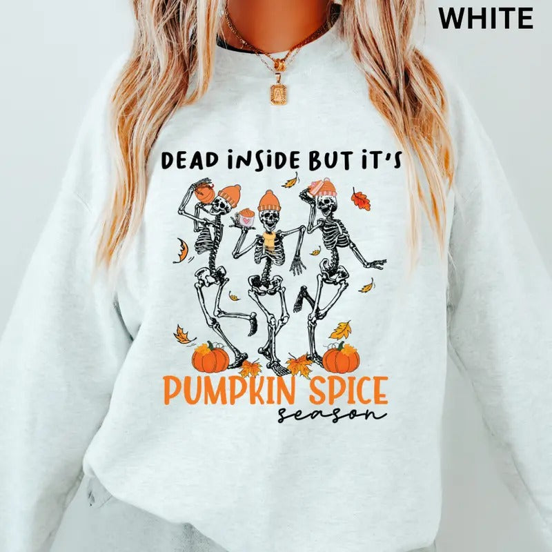 Ghost Sweatshirt, Oversized Halloween Crewneck Sweatshirt, Pumpkin Spice Season Crewneck, Retro Sweatshirt Graphic...