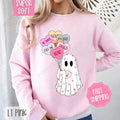 Ghost Valentine Sweatshirt, Valentine's Day Crewneck, Cute Women's Sweater T-Shirts, Hoodie | CiraTrend.com