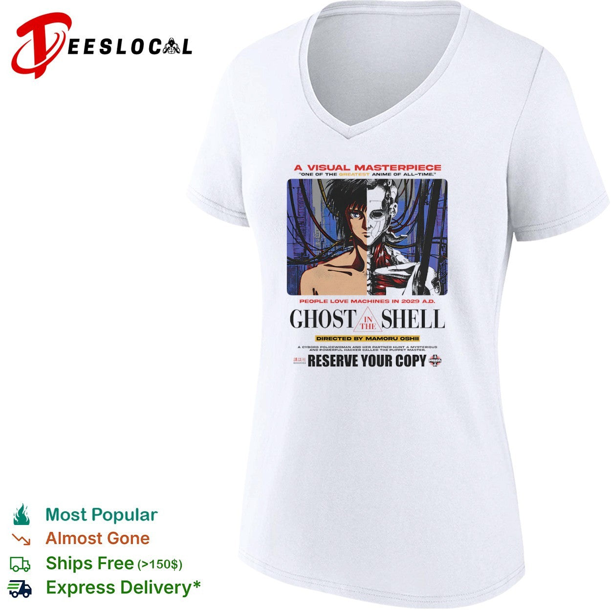Ghost in the Shell cyborg anime people love machines in 2029 AD shirt