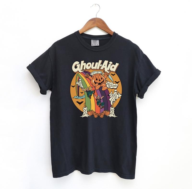Ghoul Aid Pumpkin Comfort Colors Shirt, Vintage Spooky Fall Graphic Tee, Halloween Tshirt Hoodie, Sweatshirt | CiraTrend.com