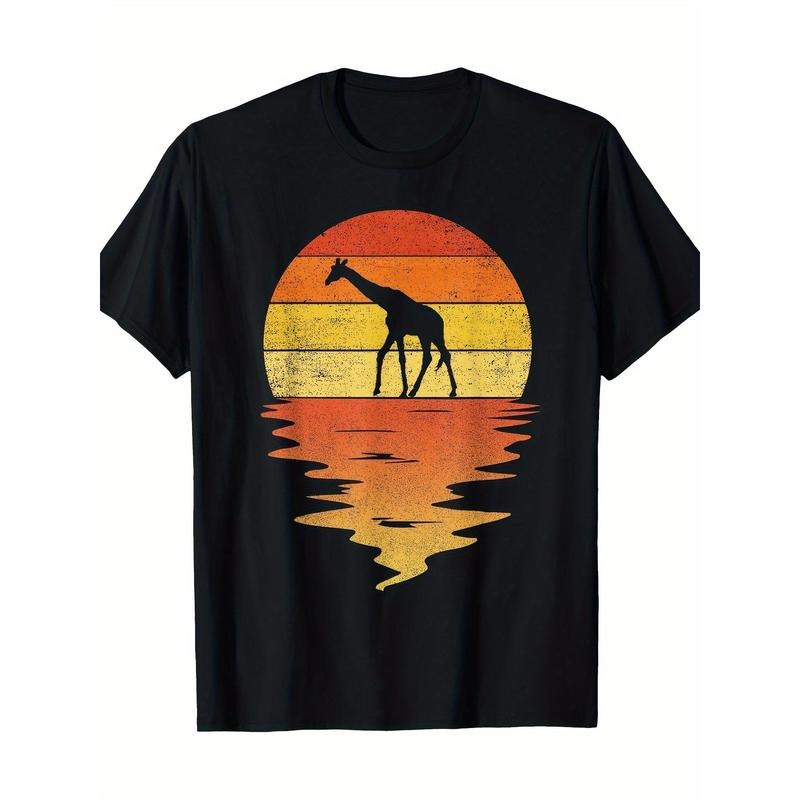 Giraffe Shirt Retro Sunset 70s Retro Giraffe T-shirt Made in USA Hoodie, Sweatshirt | CiraTrend.com