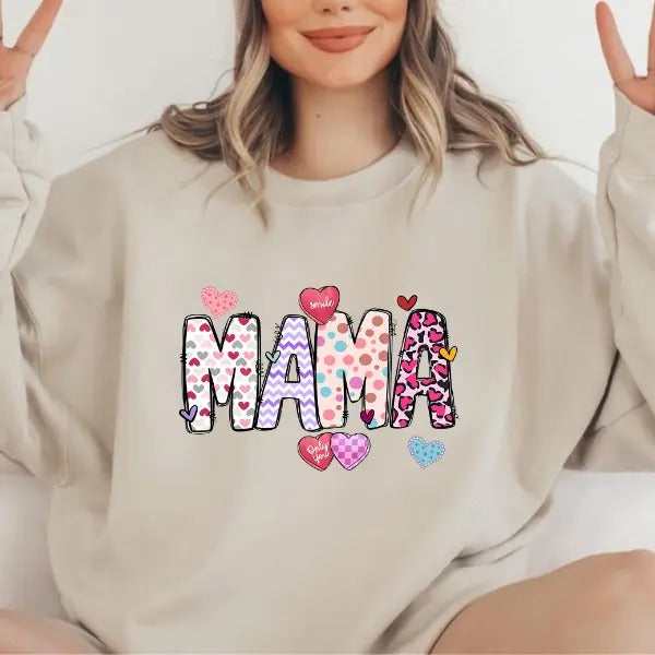 Mama Valentine Unisex Crewneck Sweatshirt/T-Shirt, Gift For Mom/Girl Friend, Unisex Style, 100% Cotton, Pullover Crewneck...