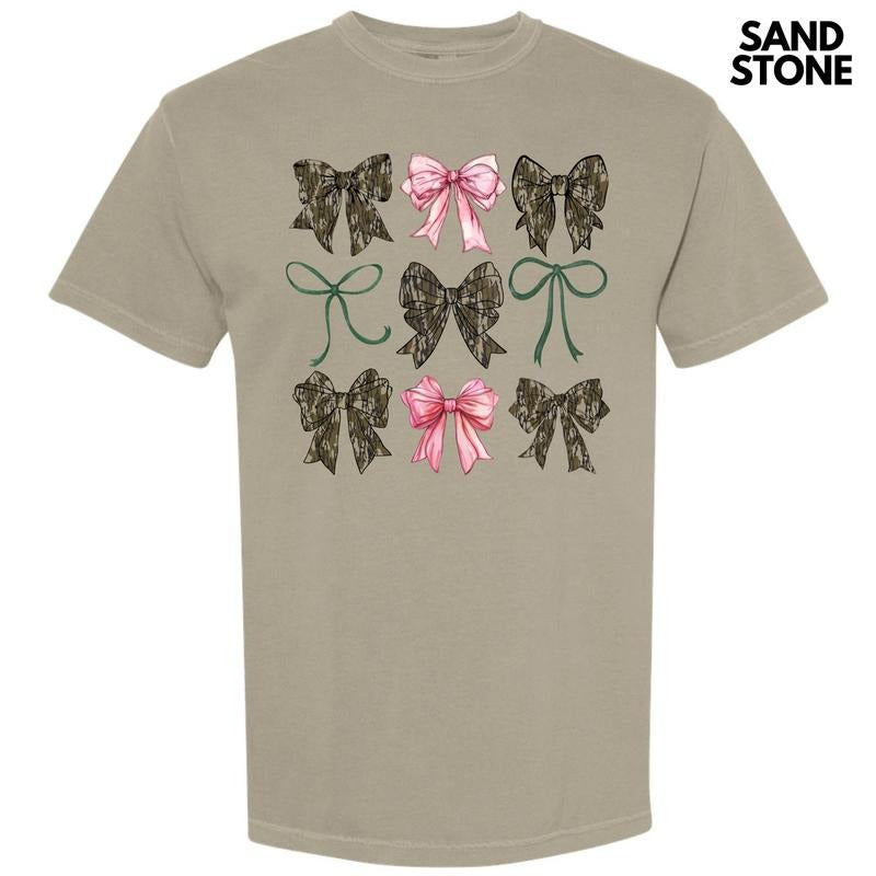 Girly Camo Bow Collage Comfort Colors T-Shirt 'NLB' Hoodie, Sweatshirt | CiraTrend.com