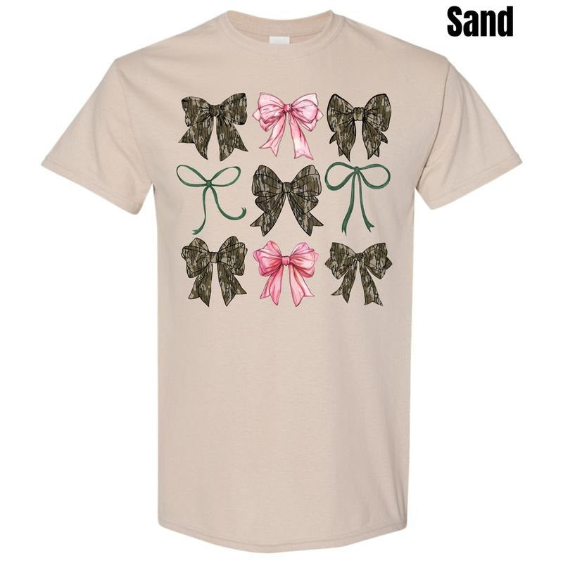 Girly Camo Bow Collage Gildan Short Sleeve T-Shirt 'NLB' Hoodie, Sweatshirt | CiraTrend.com
