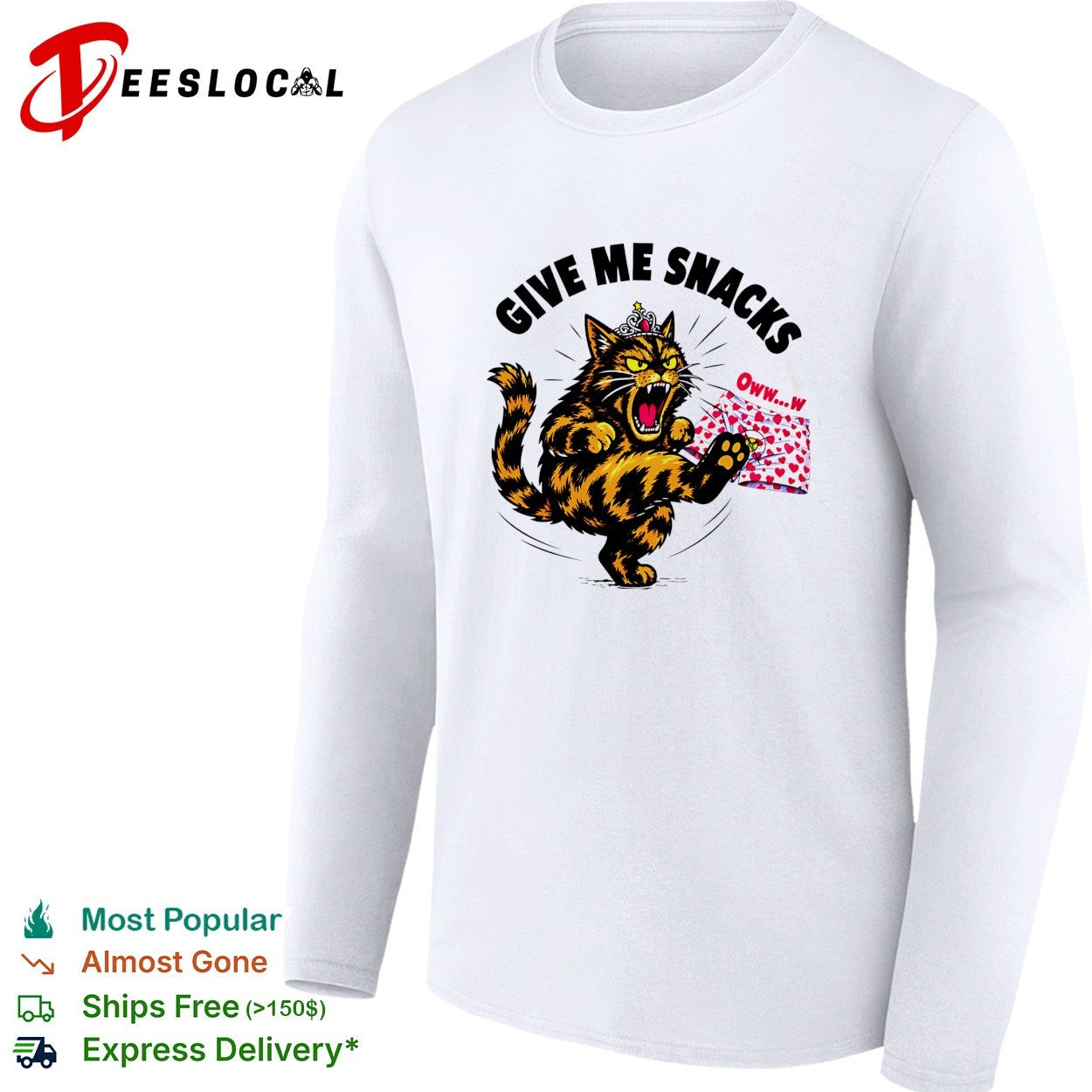 Give me snacks angry tiger cat shirt