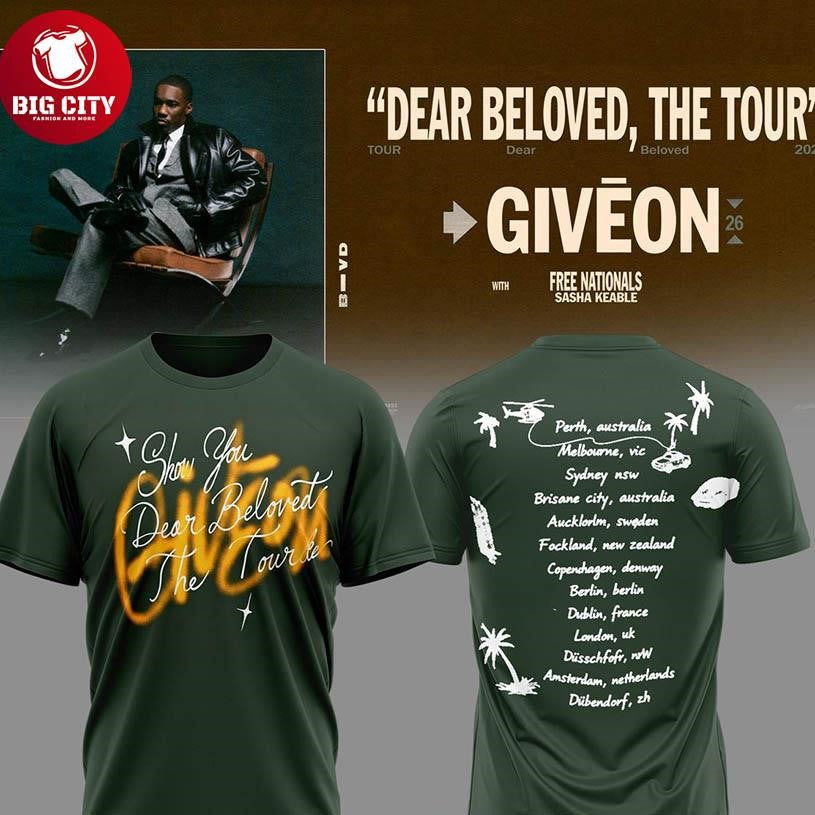 Giveon Dear Beloved The Tour 2026 R&amp;B Super Star Two Sided Shirt