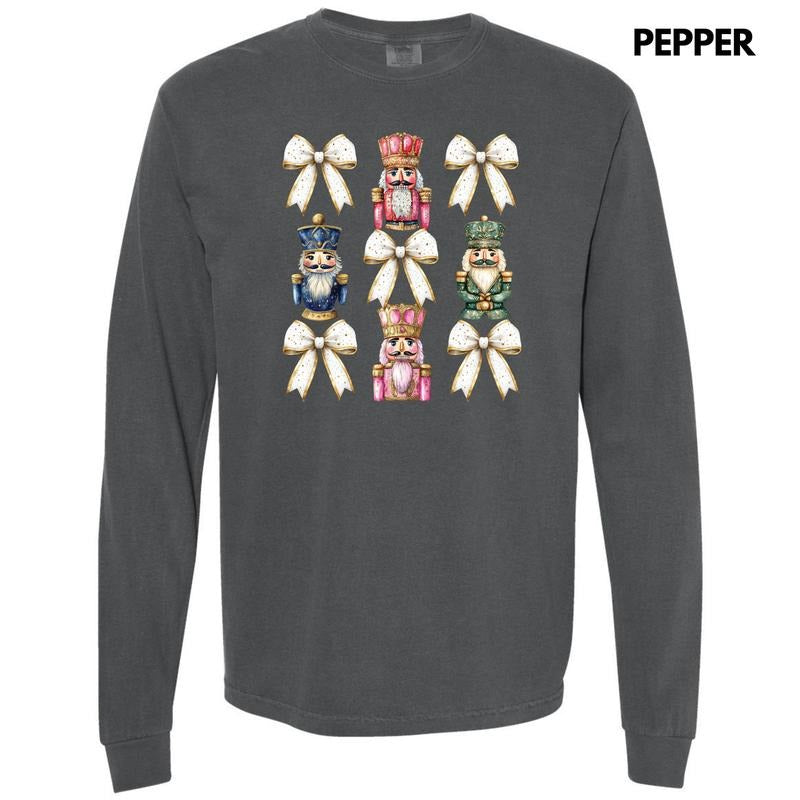 Glam Nutcracker Bow Collage Long Sleeve Comfort Colors T-Shirt 'NLB' Hoodie, Sweatshirt | CiraTrend.com