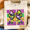 Glitter Mardi Gras Coquette Bow sweatshirt-hoodie-tshirt, Mardi Gras tshirt, Mardi Beads Louisiana Festival Shirt, New...