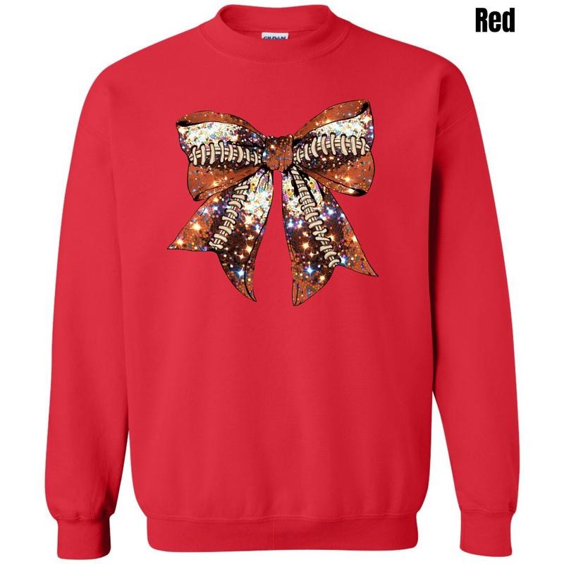 Glittery Football Bow Sweatshirt 'NLB' T-Shirts, Hoodie | CiraTrend.com