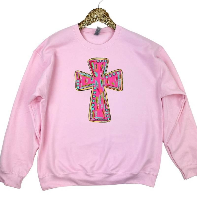 Glitz Pink Cross Sweatshirt T-Shirts, Hoodie | CiraTrend.com