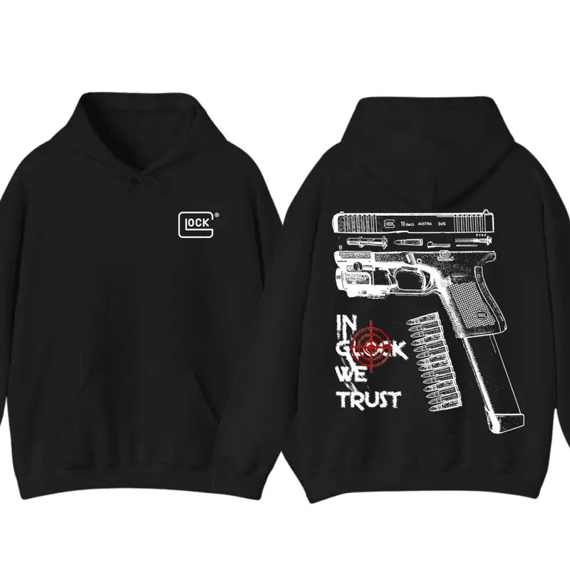 Glock Tshirt Hoodie IN GLOCK WE TRUST Tshirt Double Side T-Shirt Hot Trend for men for women Sweatshirt | CiraTrend.com