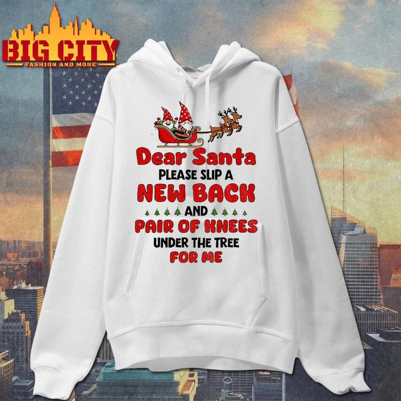 Gnome Xmas dear Santa please slip a new back and pair of knees under the tree for me Merry Christmas shirt