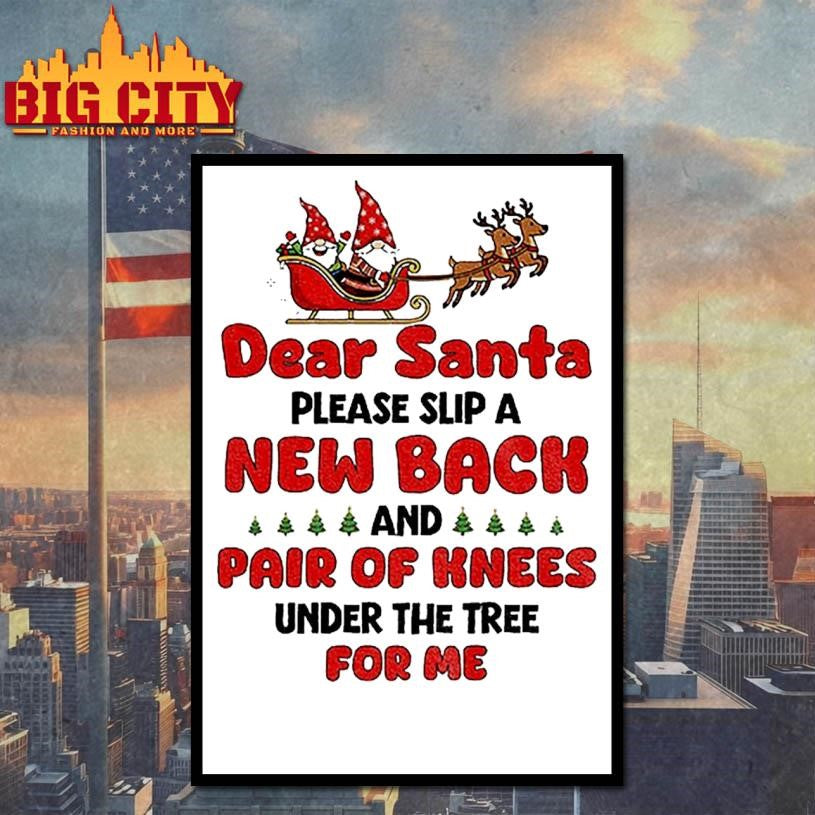 Gnome Xmas dear Santa please slip a new back and pair of knees under the tree for me Merry Christmas shirt
