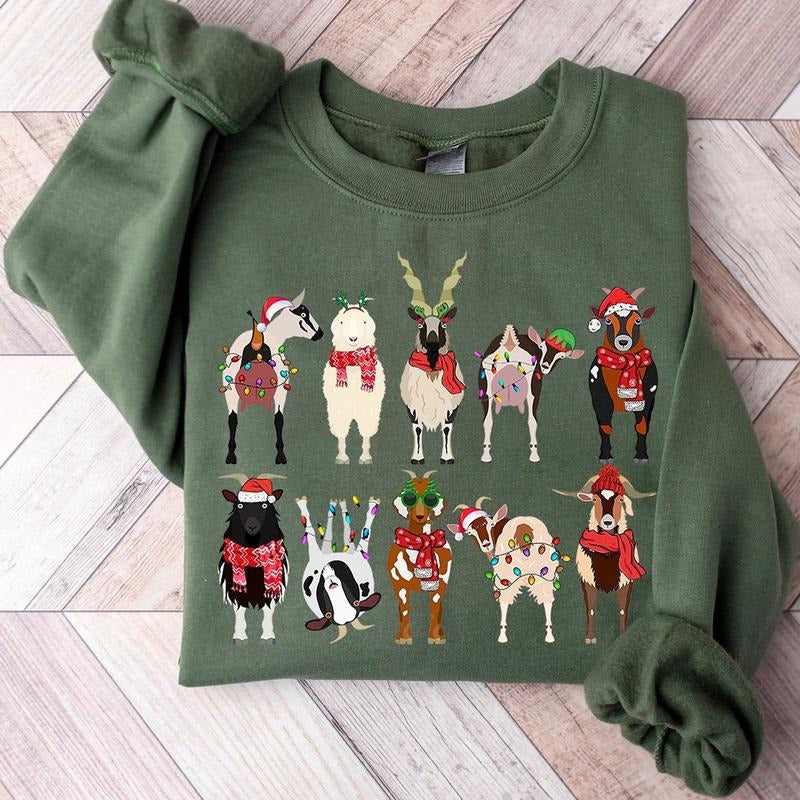 Goat Christmas Crewneck Sweatshirt, Hoodie, T-shirt | CiraTrend.com