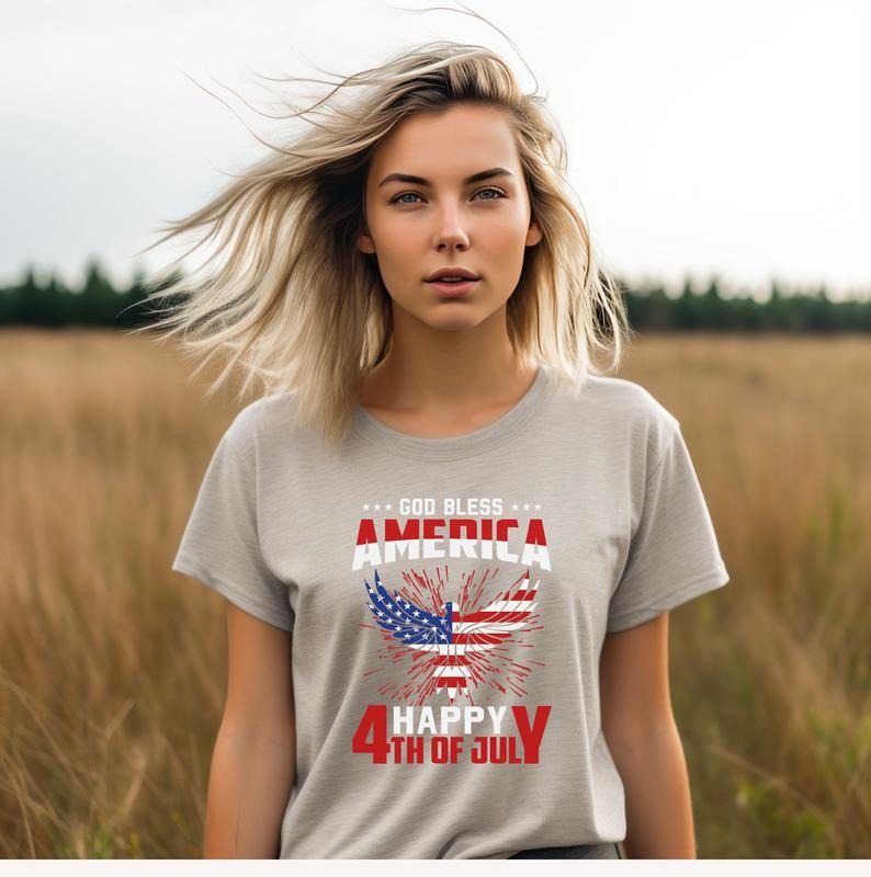 God Bless America - Happy 4th Of July T-shirt With American Flag Eagle Design Hoodie, Sweatshirt | CiraTrend.com
