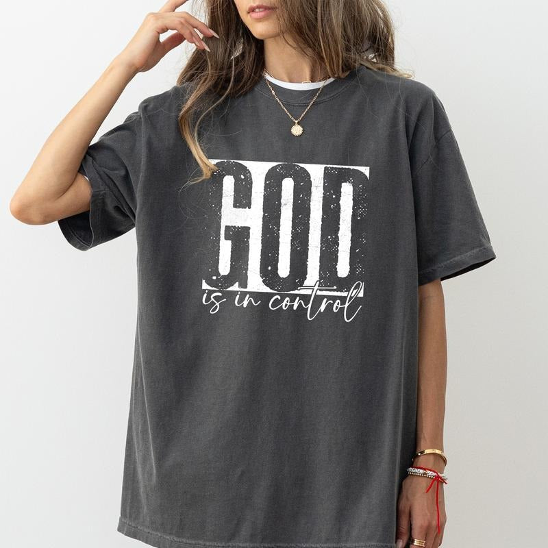 God Is In Control Shirt Comfort Colors, Bible Verse Unhinged Unisex T-Shirt, Jesus Spiritual Gifts, Religious Clothing.