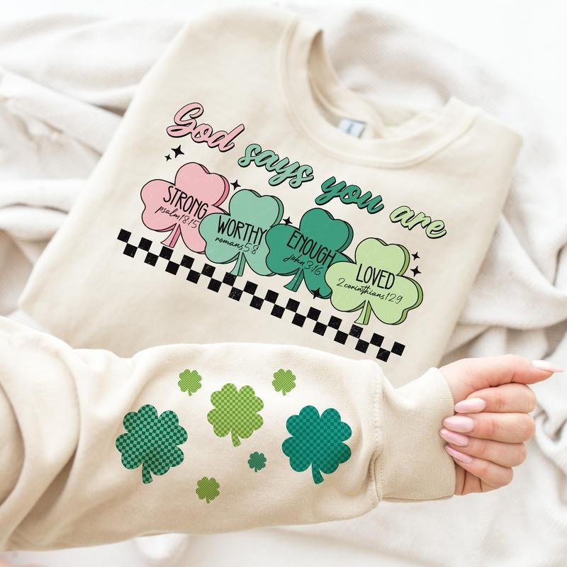 God Says You Are St Patrick's Day Checkered St Patty's Funny Sweatshirt T-Shirts, Hoodie | CiraTrend.com