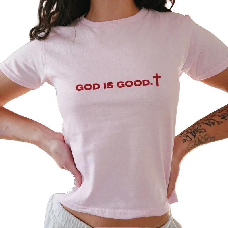God is Good Y2k Baby Tee, Jesus is King Y2k Baby Tee, Christian Based Clothing, Coquette Baby Tee 90s Baby Tee Shirt Aesthetic Baby Tee