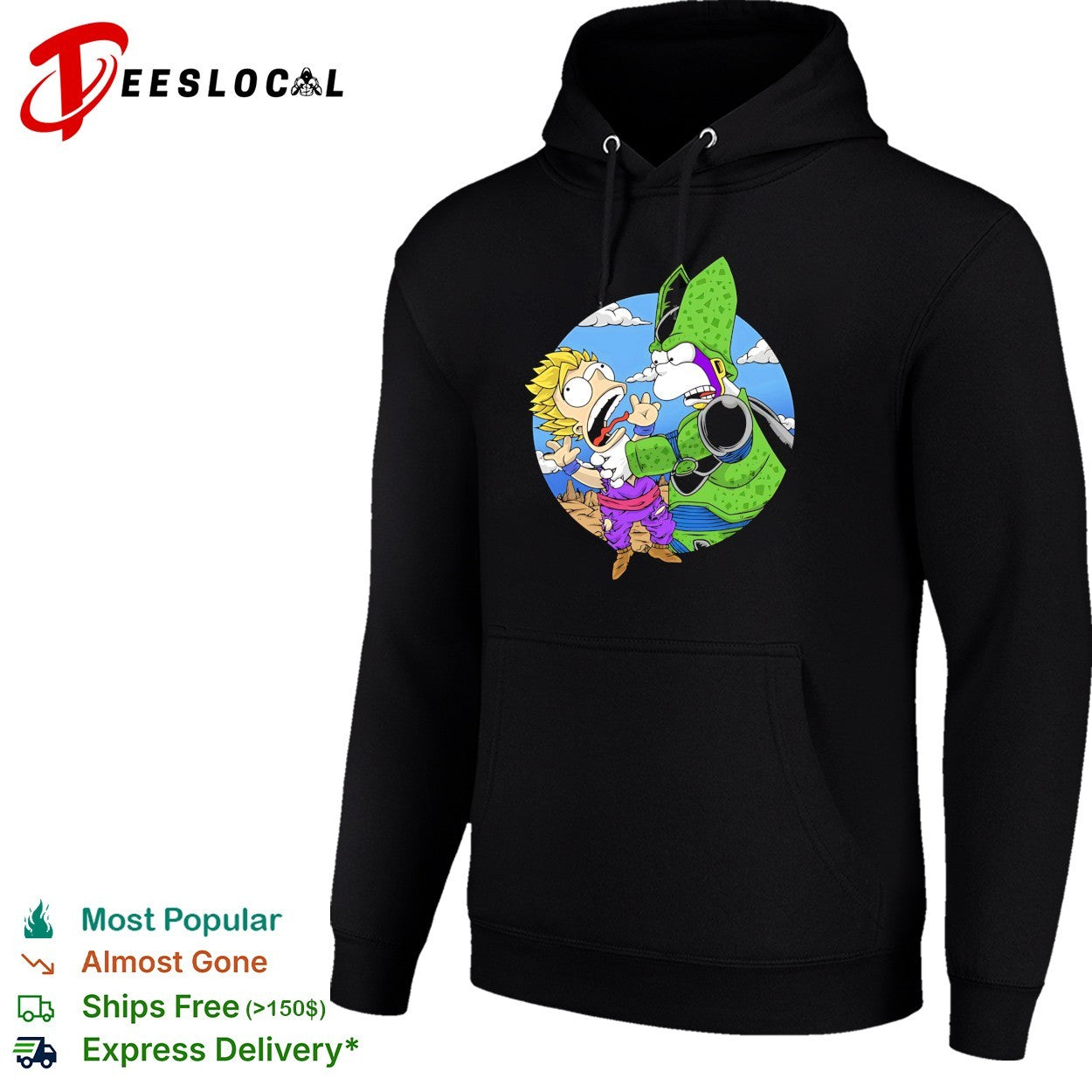 Gohan and Cell in the style of Bart and Homer Simpson why you little Saiyan shirt