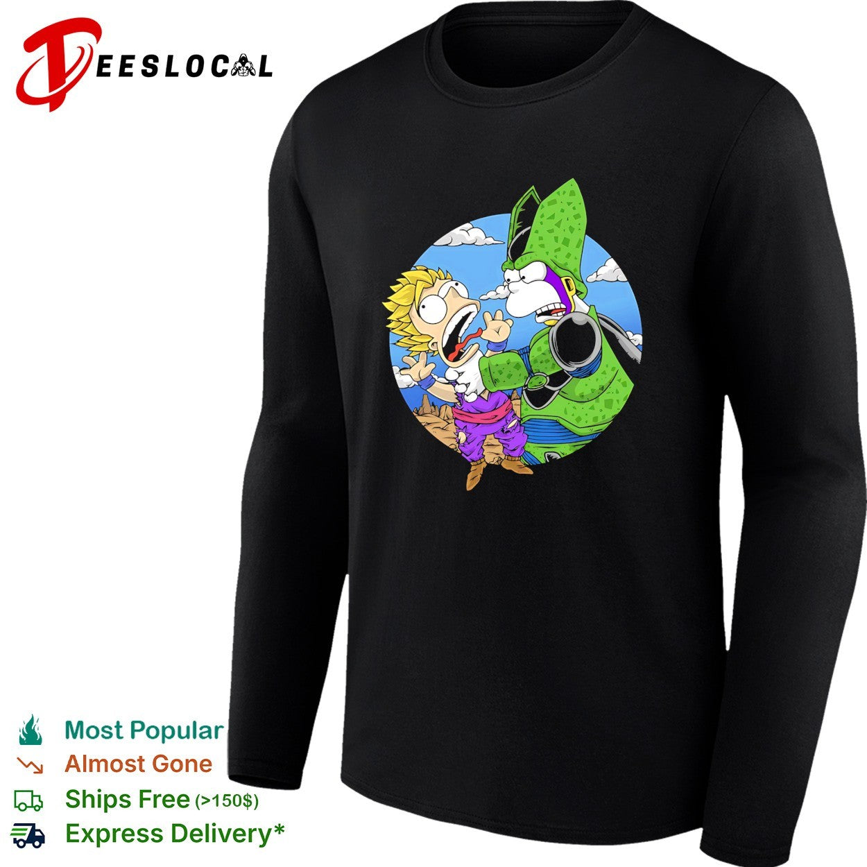 Gohan and Cell in the style of Bart and Homer Simpson why you little Saiyan shirt