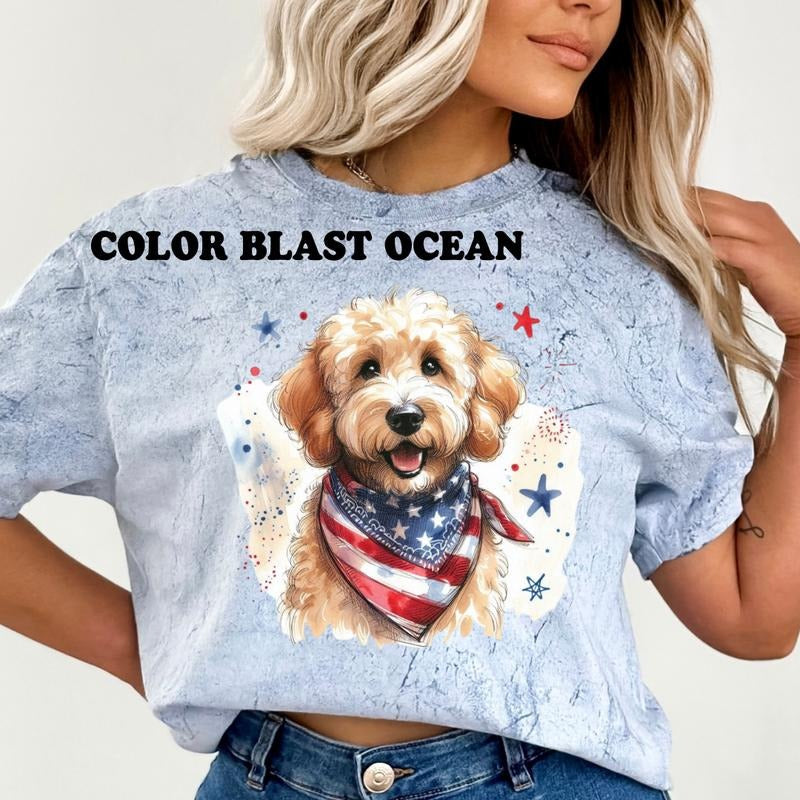 Goldendoodle Patriotic Dog Shirt ~ Unisex Apparel Relaxed Fit Printed In The USA Clothing Womenswear Casual Comfort...