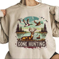 Gone Hunting Deer Sweatshirt Mallard Duck Retro T-Shirt Hunting Season National Day Unisex Hoodie | CiraTrend.com