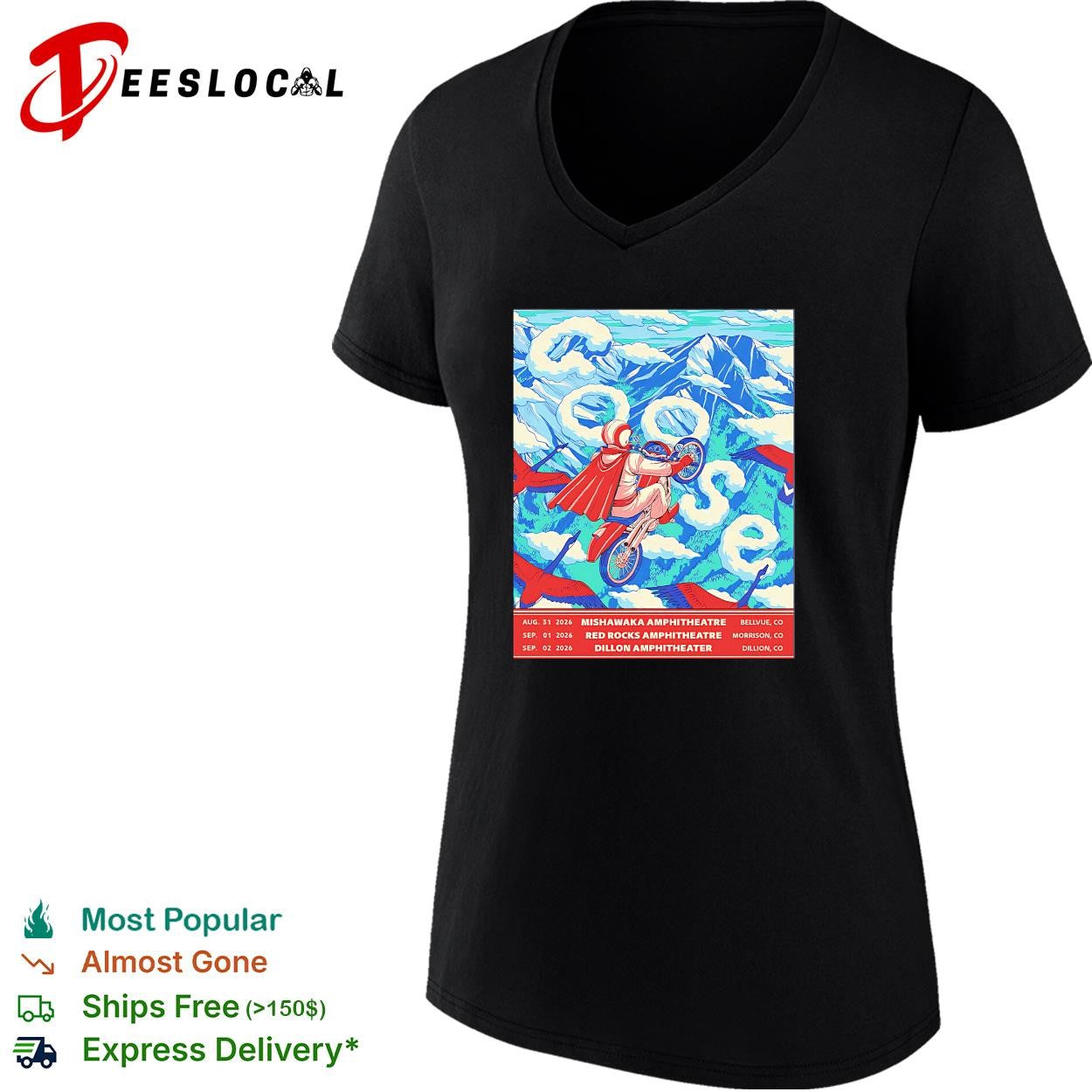 Goose Colorado Run Shows 2026 Mishawaka Amphitheatre Red Rocks Amphitheatre And Dillon Amphitheater shirt