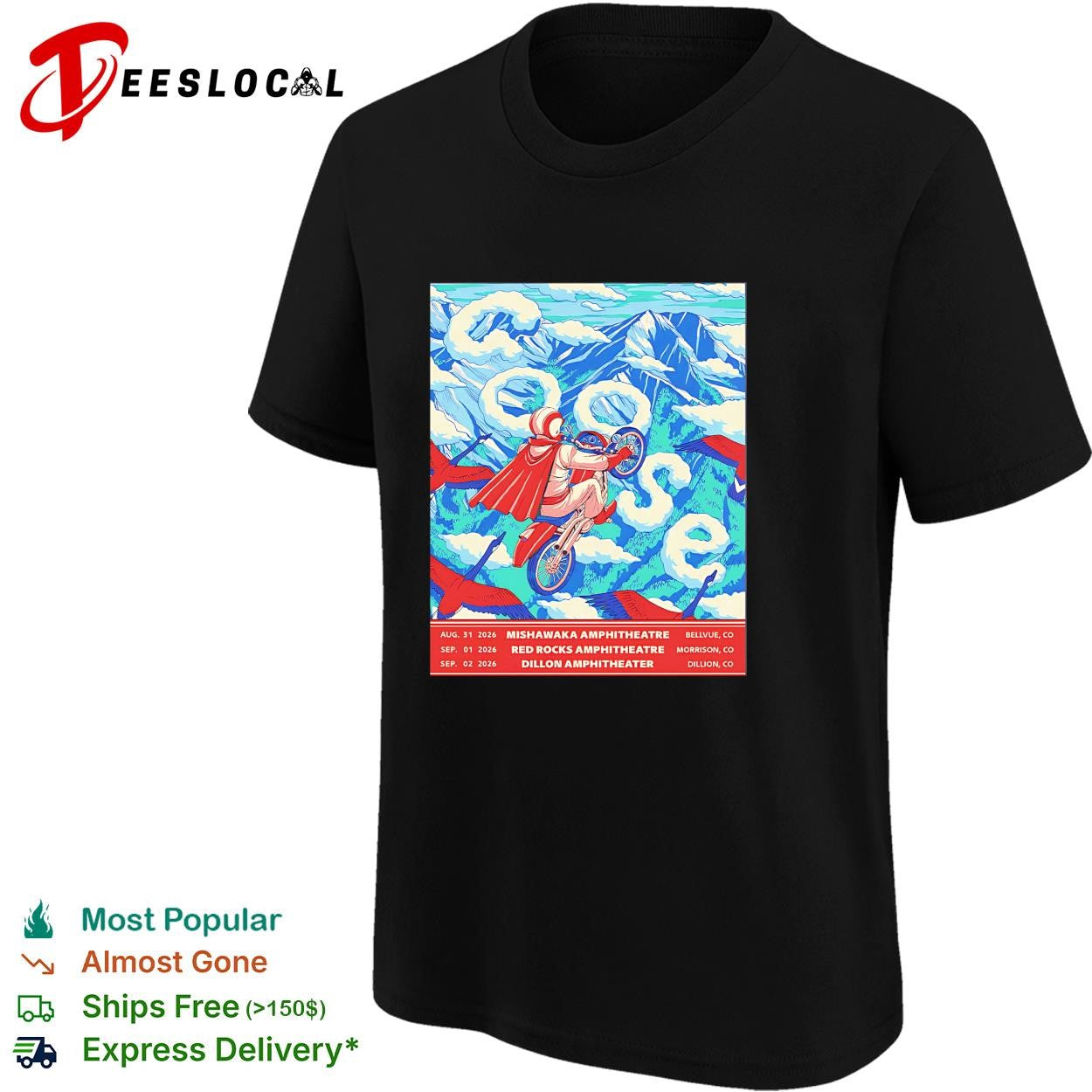 Goose Colorado Run Shows 2026 Mishawaka Amphitheatre Red Rocks Amphitheatre And Dillon Amphitheater shirt