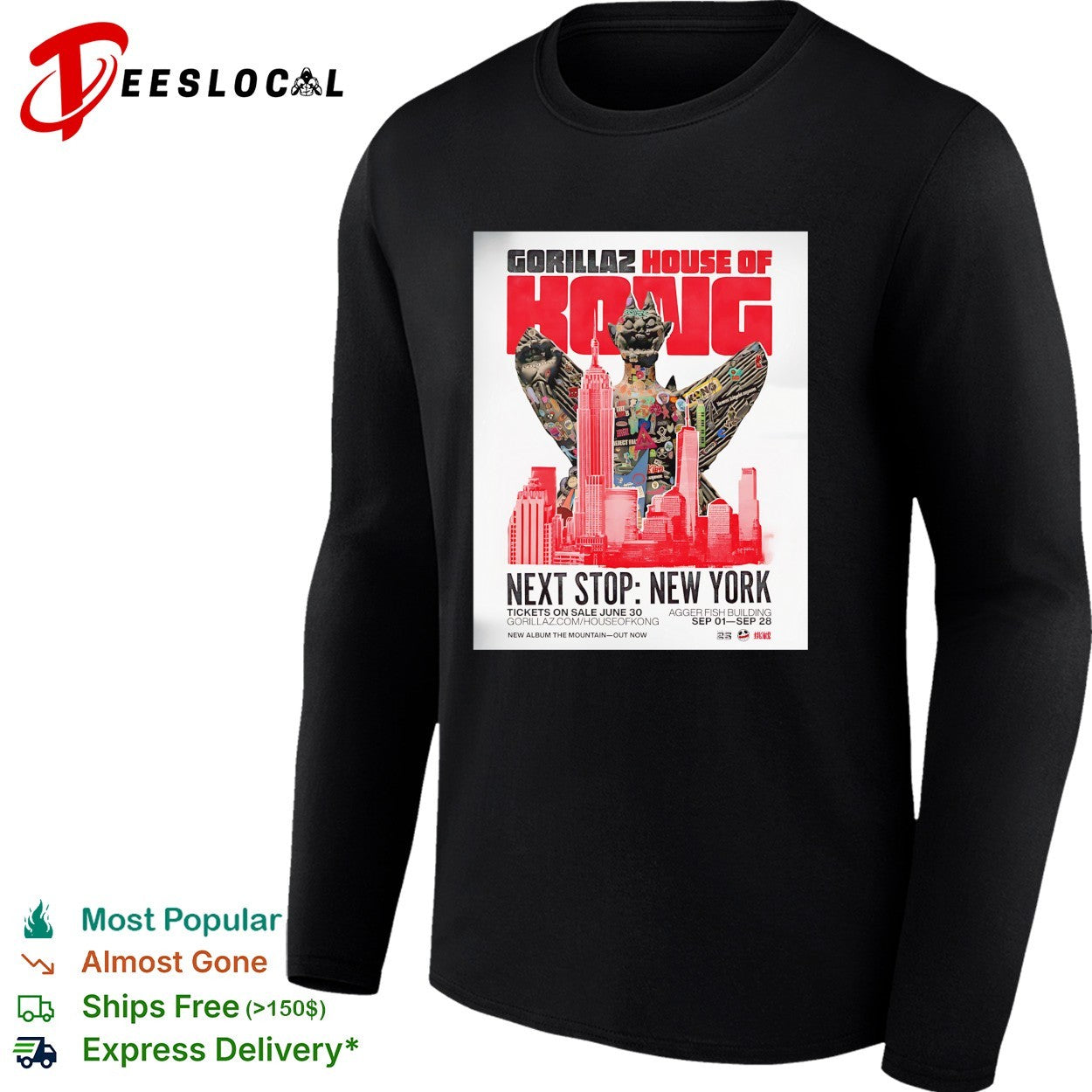 Gorillaz House of Kong New York tour shirt