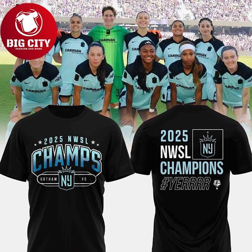 Gotham FC Celebrate NWSL Champions 2025 Sky Blue New York Two Sided Shirt