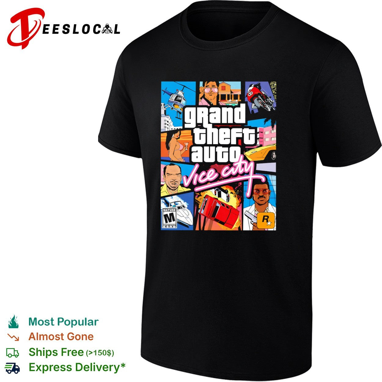 Grand Theft Auto Vice City game cover shirt