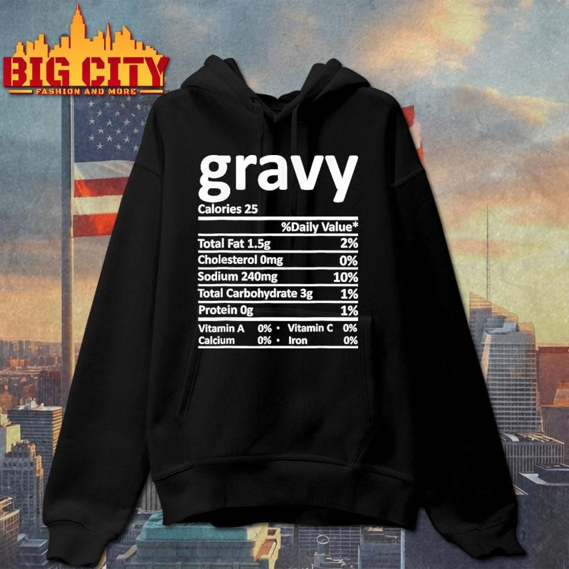 Gravy Thanksgiving Food Nutrition Facts Shirt