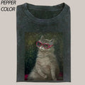 Gray Cat wearng Red shades, Love Cats Vintage Graphic Tee, Cat Lover T-shirt, Cat meme gift, meme shirts, Gift For him...