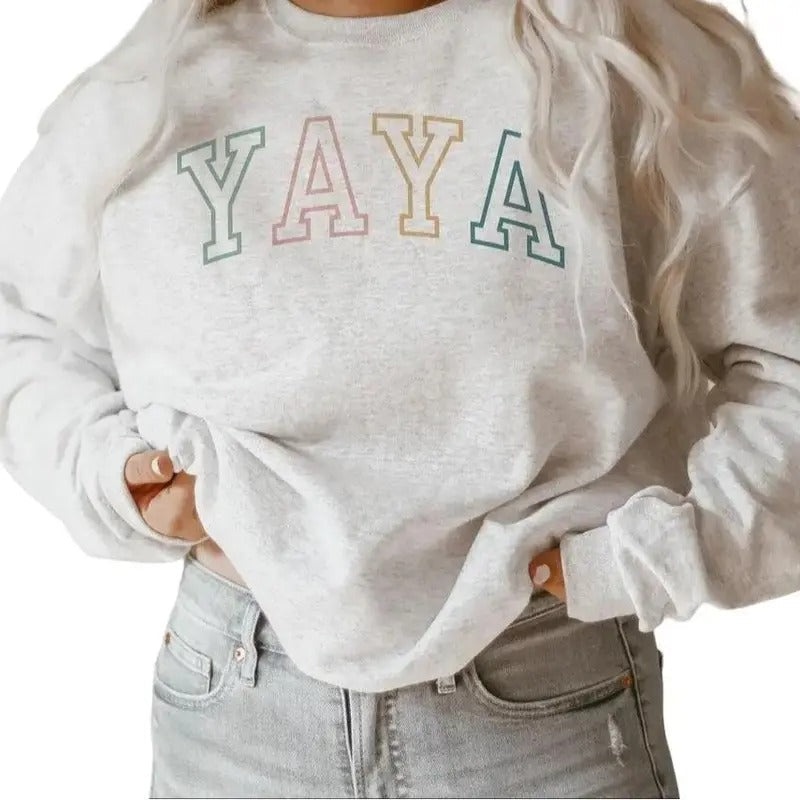 Greek Grandma Sweatshirt - Yaya Outline - Gift For Grandma - New Yaya Shirt - Mothers Day Gift Hoodie | CiraTrend.com