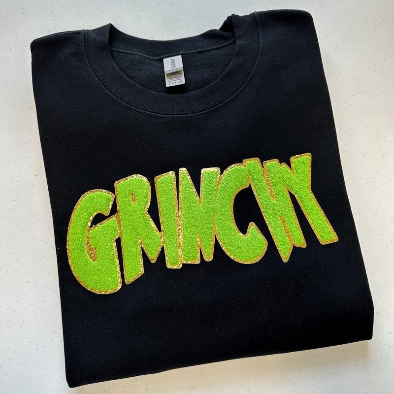 Green Chenille Patch Sweatshirt -- BLACK T-Shirts, Hoodie | CiraTrend.com