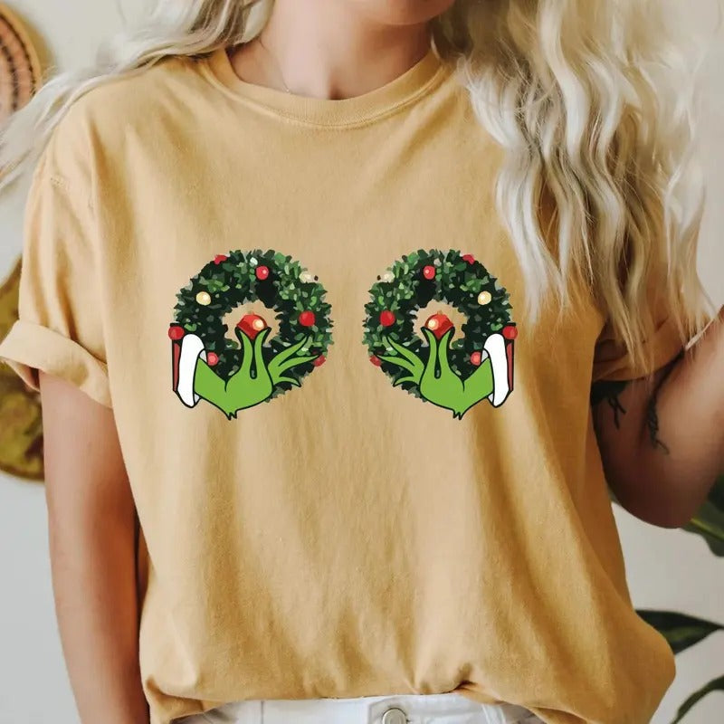 Green Christmas Shirt Green Hand Shirt Funny Green Tinsel Tits Shirt Merry Greenmas Shirt Christmas Shirt Hoodie, Sweatshirt