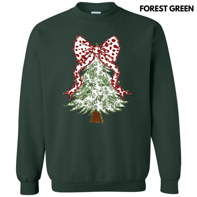 Green Floral & Red Bow Tree Sweatshirt 'NLB' T-Shirts, Hoodie | CiraTrend.com