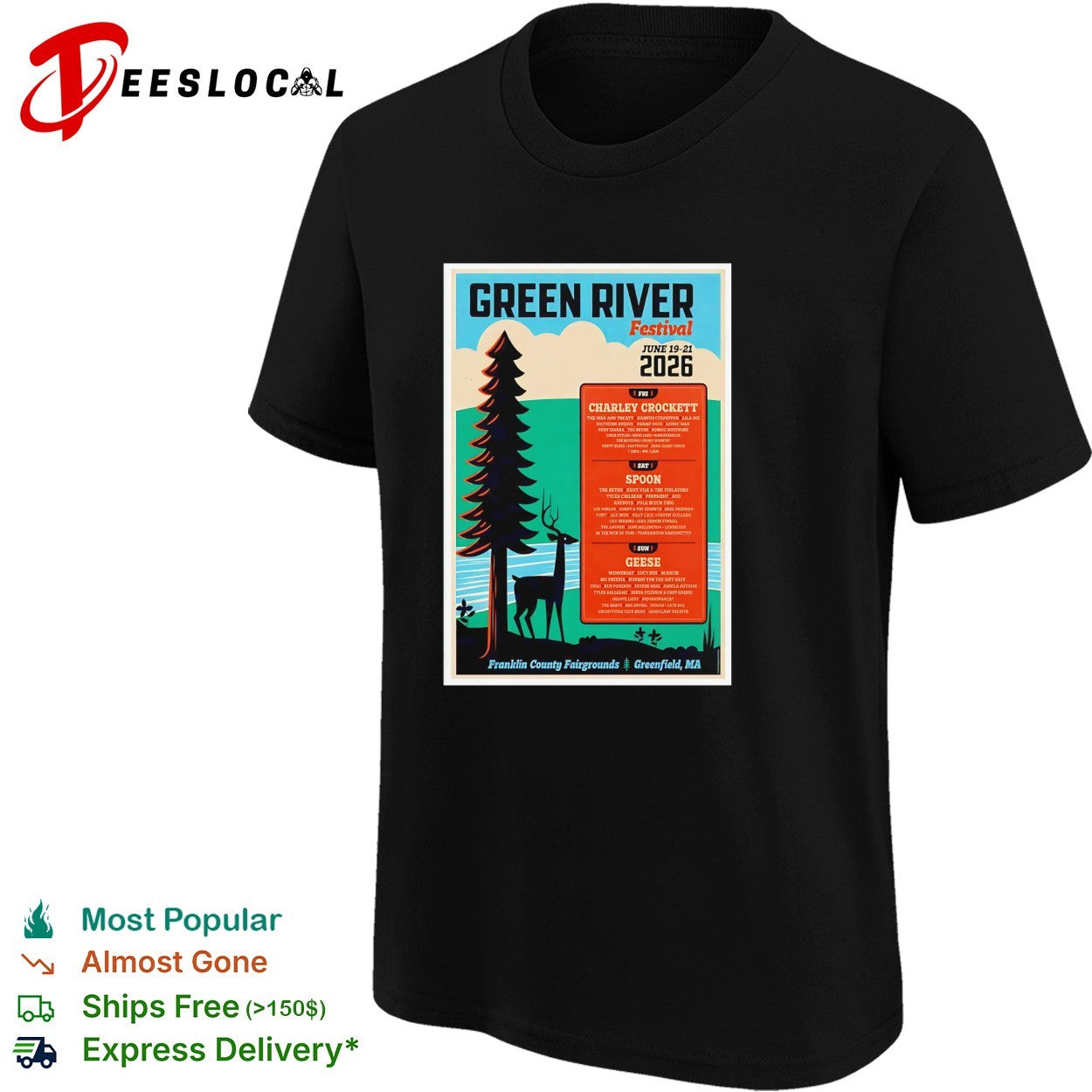 Green River Festival Charley Crockett Spoon Greer 2026 poster shirt